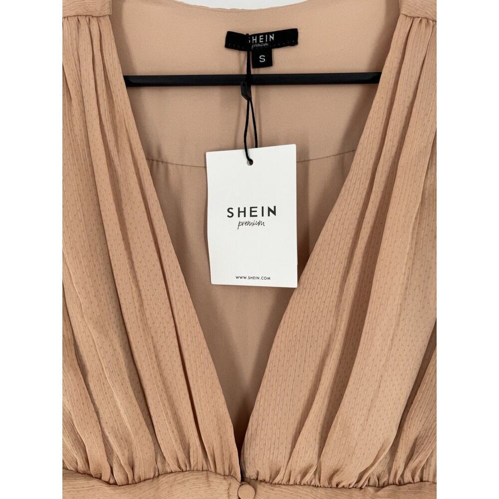 Shien Premium Dress Formal Sz S Chiffon Evening Wedding Guest Deep V Elegant NWT - Picture 7 of 16